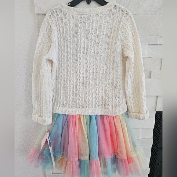 Rare Editions White Sweater Dress with Colorful Hearts Size 6 Girl Valentine,s - Picture 6 of 7